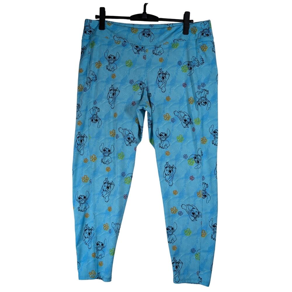 Disney Parks Lilo & Stitch Floral Pocket Leggings Stretch Blue Print Women’s XL
